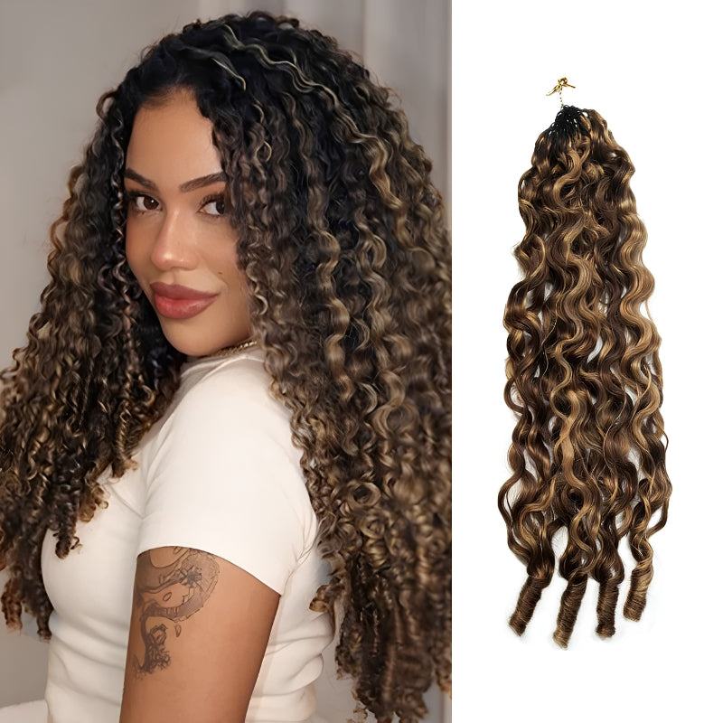 VIYA Feather Crochet P4/27 Balayage Highlight Burmese Curly Human Hair Extensions