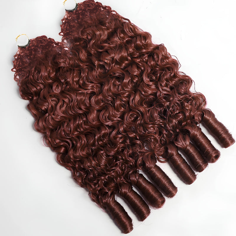 VIYA Feather Crochet Reddish Brown Burmese Curly Human Hair Extensions