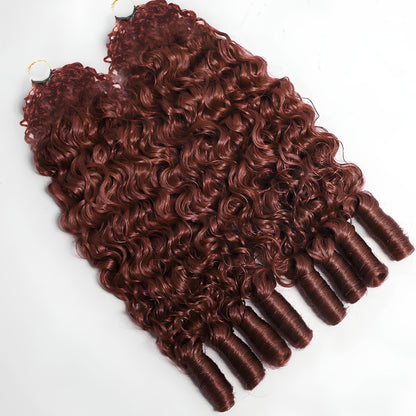 VIYA Feather Crochet Reddish Brown Burmese Curly Human Hair Extensions