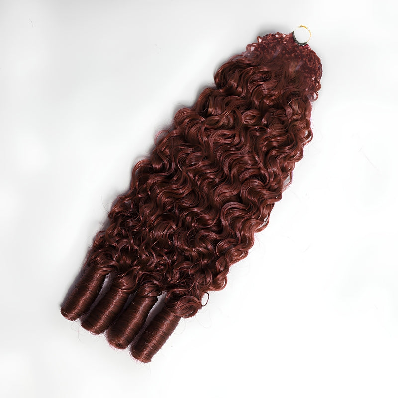 VIYA Feather Crochet Reddish Brown Burmese Curly Human Hair Extensions