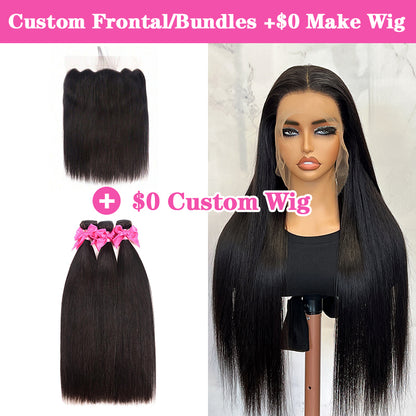 VIYA Full Size™ 13x6 HD Lace With Hair Bundles Bone Straight Pre Bleached Knots Custom Wig