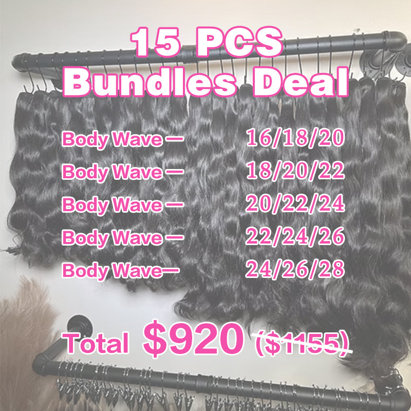 VIYA 15 PCS Bundles Natural Black Body Wave Virgin Hair Wholesale Package Deal