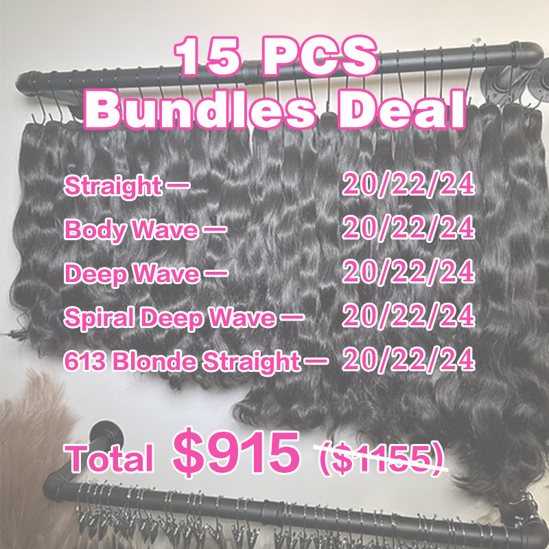 VIYA 15 PCS Bundles Natural Black Popular Textures Human Virgin Hair Wholesale Package Deal