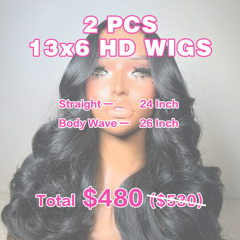 VIYA 2 PCS 13x6 HD Lace Frontal Popular Textures All Pre Styled Natural Black Wig Wholesale Package Deal