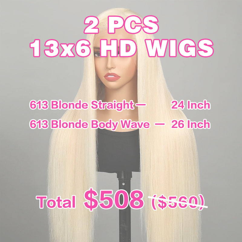 VIYA 2 PCS 13x6 HD Lace Frontal Straight Body Wave All Pre Styled Color Wig Wholesale Package Deal
