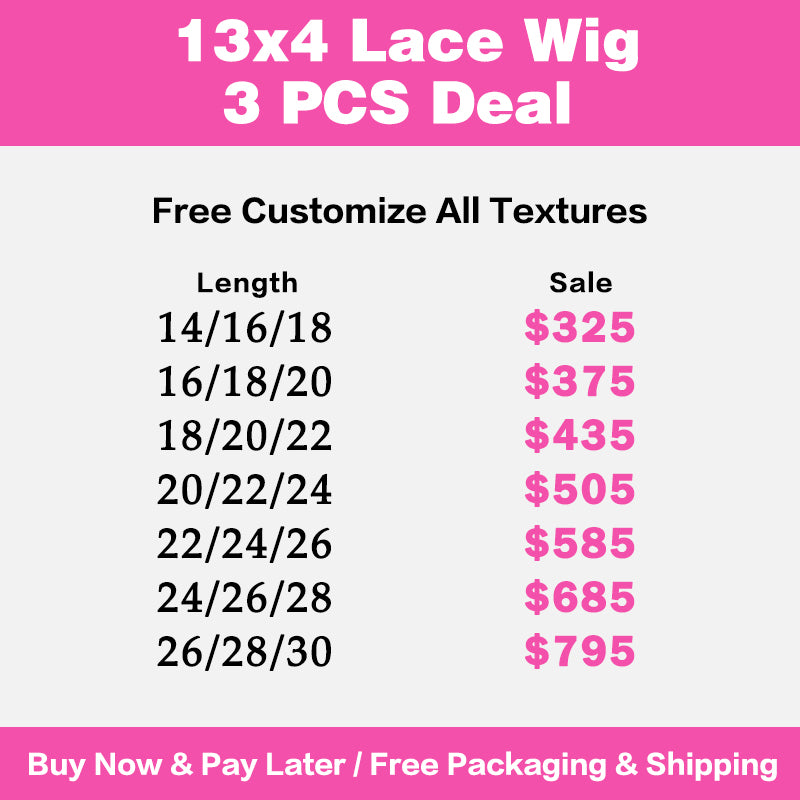 VIYA 3 PCS 13x4 Transparent Lace Frontal All Pre Styled Natural Black Wig Wholesale Package Deal