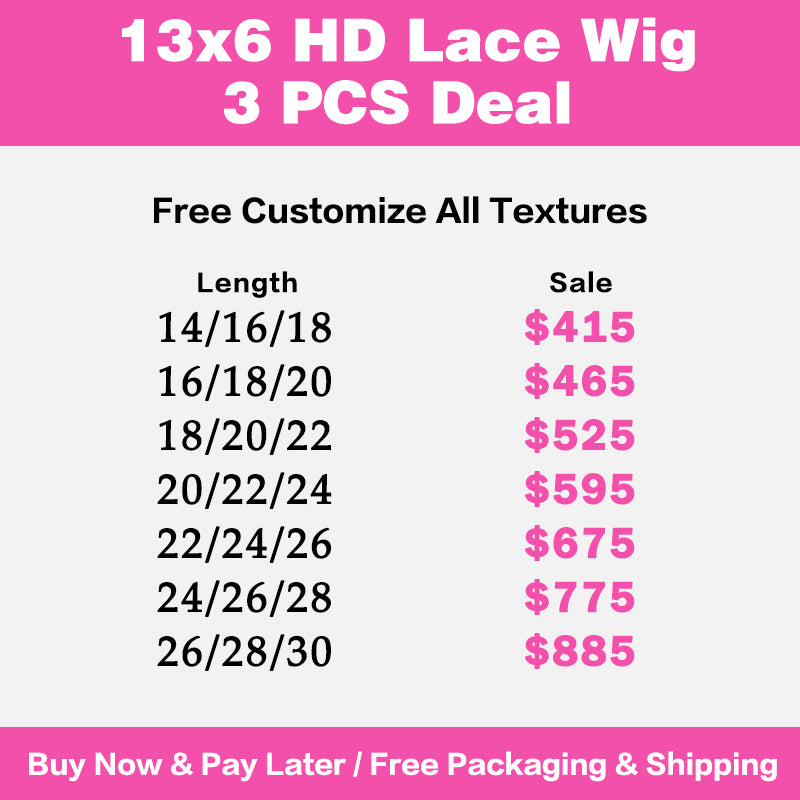 VIYA 3 PCS 13x6 HD Lace Frontal All Pre Styled Natural Black Wig Wholesale Package Deal