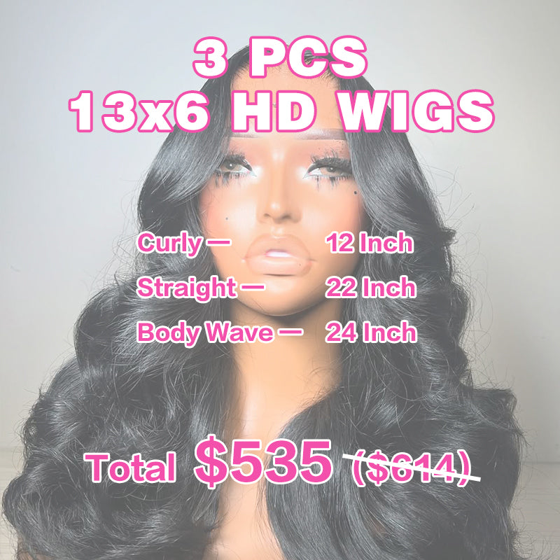VIYA 3 PCS 13x6 HD Lace Frontal Popular Textures All Pre Styled Natural Black Wig Wholesale Package Deal