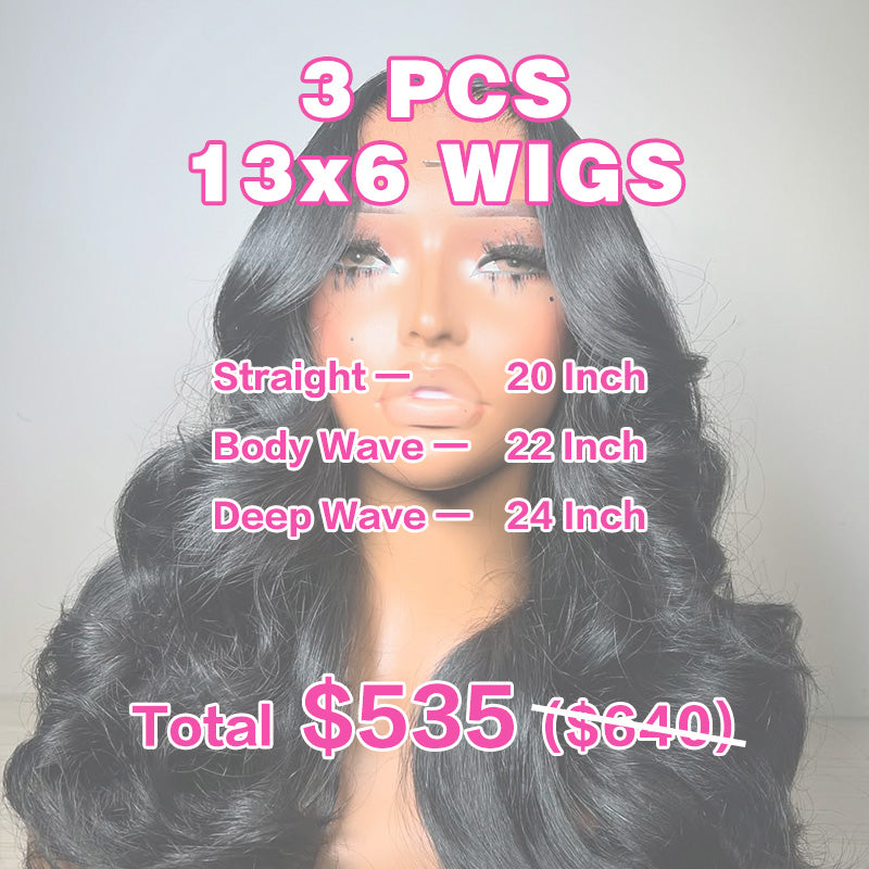 VIYA 3 PCS 13x6 Transparent Lace Frontal Popular Textures All Pre Styled Natural Black Wig Wholesale Package Deal