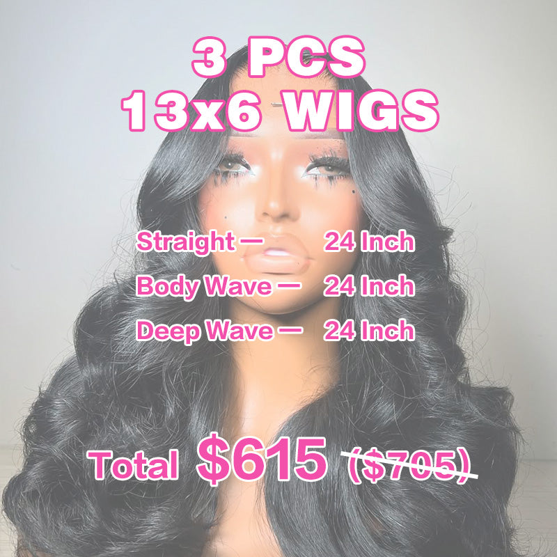 VIYA 3 PCS 13x6 Transparent Lace Frontal Popular Textures All Pre Styled Natural Black Wig Wholesale Package Deal