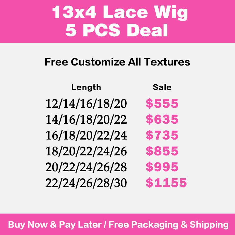 VIYA 5 PCS 13x4 Transparent Lace Frontal All Pre Styled Natural Black Wig Wholesale Package Deal