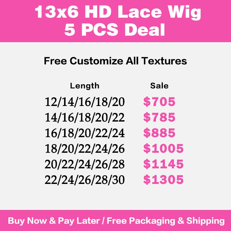 VIYA 5 PCS 13x6 HD Lace Frontal All Pre Styled Natural Black Wig Wholesale Package Deal