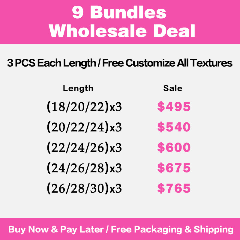 VIYA 9 PCS Bundles 18-30 Inch Natural Black All Textures Human Virgin Hair Wholesale Package Deal