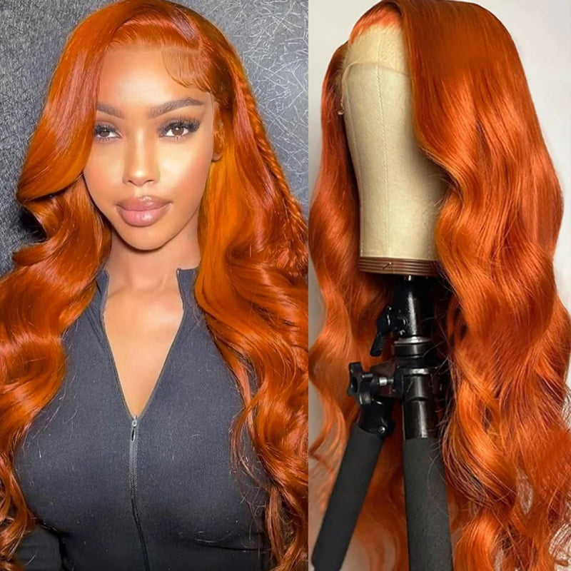 VIYA Ginger Orange Color Body Wave 13x4 HD Lace Front Human Hair Wig