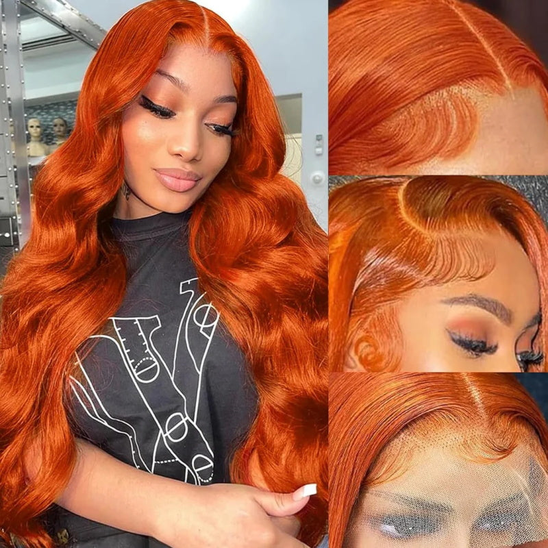VIYA Ginger Orange Color Body Wave 13x4 HD Lace Front Human Hair Wig