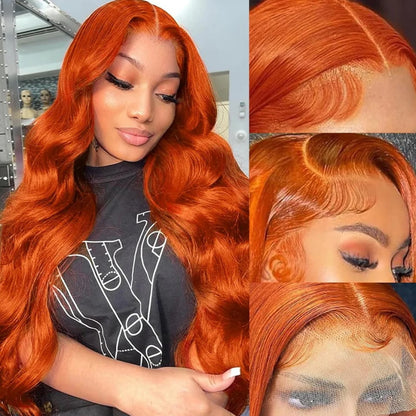 VIYA Ginger Orange Color Body Wave 13x4 HD Lace Front Human Hair Wig