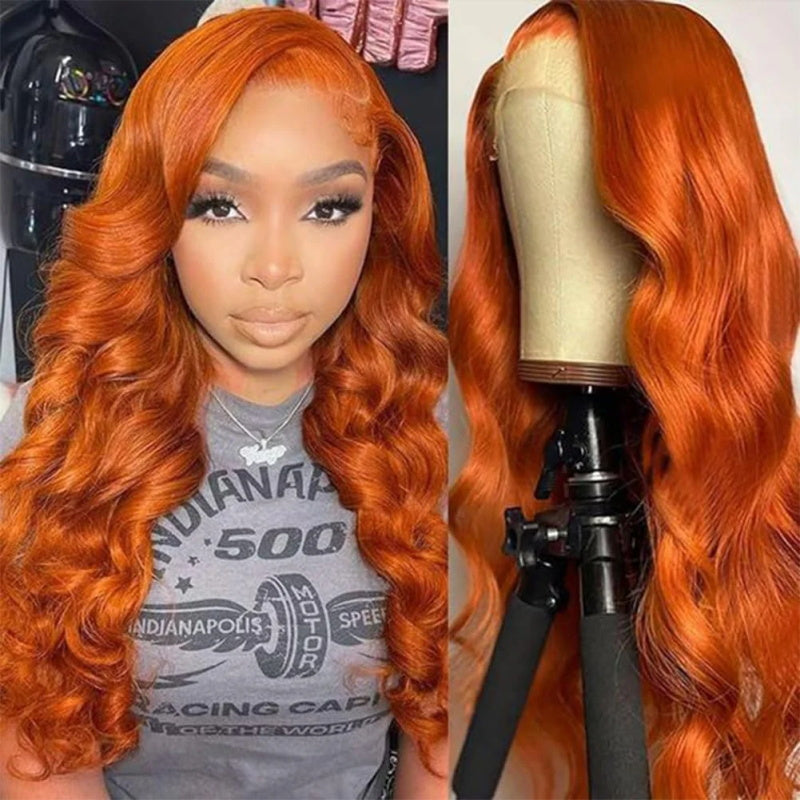 VIYA Ginger Orange Color Body Wave 13x4 HD Lace Front Human Hair Wig