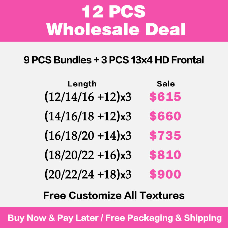 VIYA 9 PCS 12-24 Inch Bundles With 3 PCS 13x4 HD Lace Frontal Wholesale Package Deal