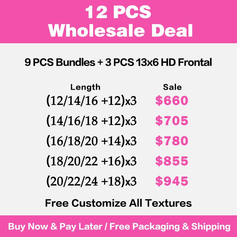 VIYA 9 PCS 12-24 Inch Bundles With 3 PCS 13x6 HD Lace Frontal Wholesale Package Deal