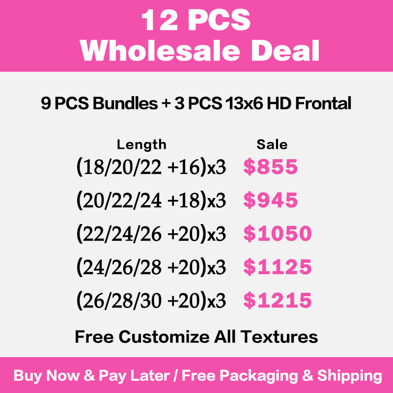 VIYA 9 PCS 18-30 Inch Bundles With 3 PCS 13x6 HD Lace Frontal Wholesale Package Deal
