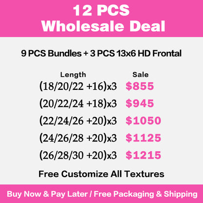 VIYA 9 PCS 18-30 Inch Bundles With 3 PCS 13x6 HD Lace Frontal Wholesale Package Deal