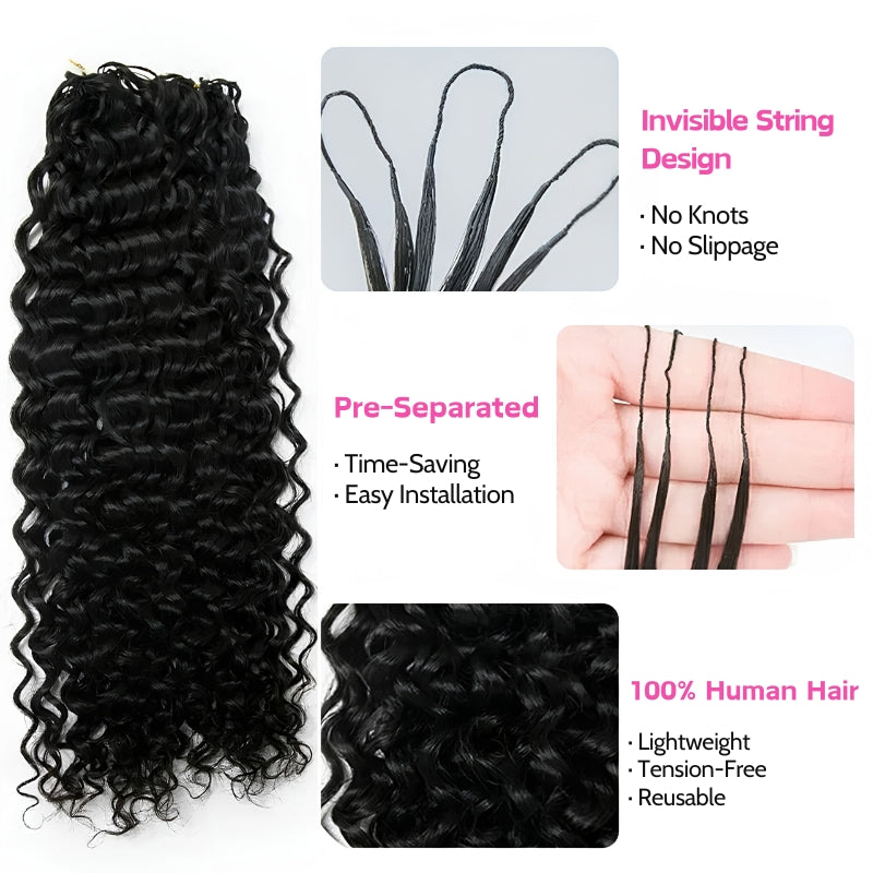 VIYA Feather Crochet Water Wave Natural Black Human Hair Extensions
