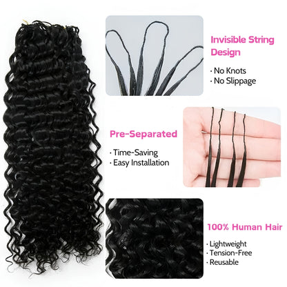 VIYA Feather Crochet Water Wave Natural Black Human Hair Extensions