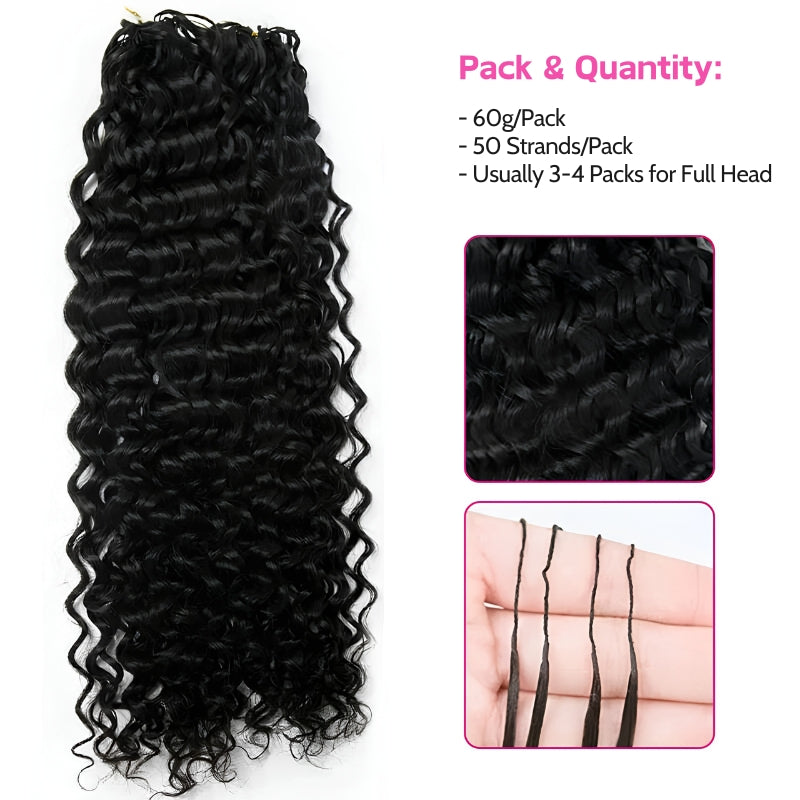 VIYA Feather Crochet Water Wave Natural Black Human Hair Extensions