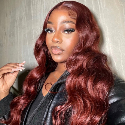 VIYA Auburn Red Color Full Size™ Glueless 13x6 HD Lace Loose Body Wave Pre Bleached Knots Wig