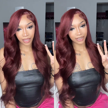 VIYA Auburn Red Color Full Size™ Glueless 13x6 HD Lace Loose Body Wave Pre Bleached Knots Wig