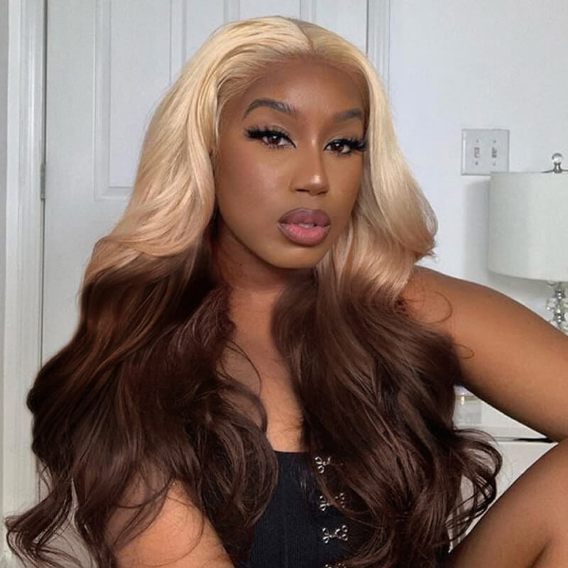 VIYA New Arrival Full Size™ Glueless 613 Blonde Brown Lace Frontal Loose Body Wave Human Hair Wigs Pre Plucked