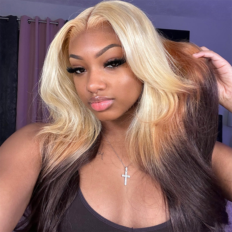 VIYA New Arrival Full Size™ Glueless 613 Blonde Brown Lace Frontal Loose Body Wave Human Hair Wigs Pre Plucked