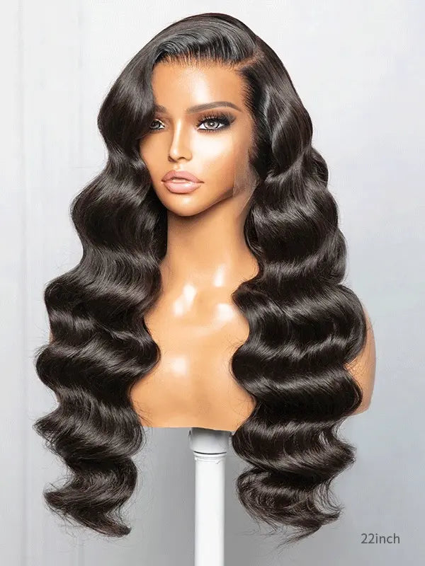 VIYA Full Size™ Glueless 13x4 HD Lace Frontal Pre Bleached Knots Loose Body Wave Natural Black Wig