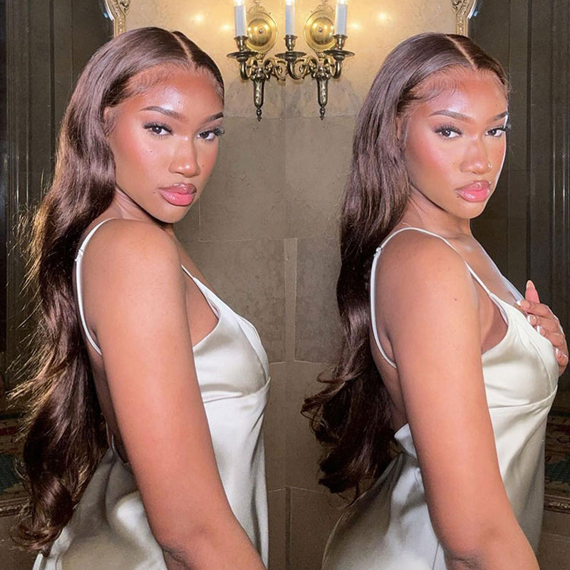 VIYA Full Size™ 13x6 HD Lace Frontal Pre Bleached Knots Loose Body Wave &amp; Straight Dark Chocolate Brown Wig