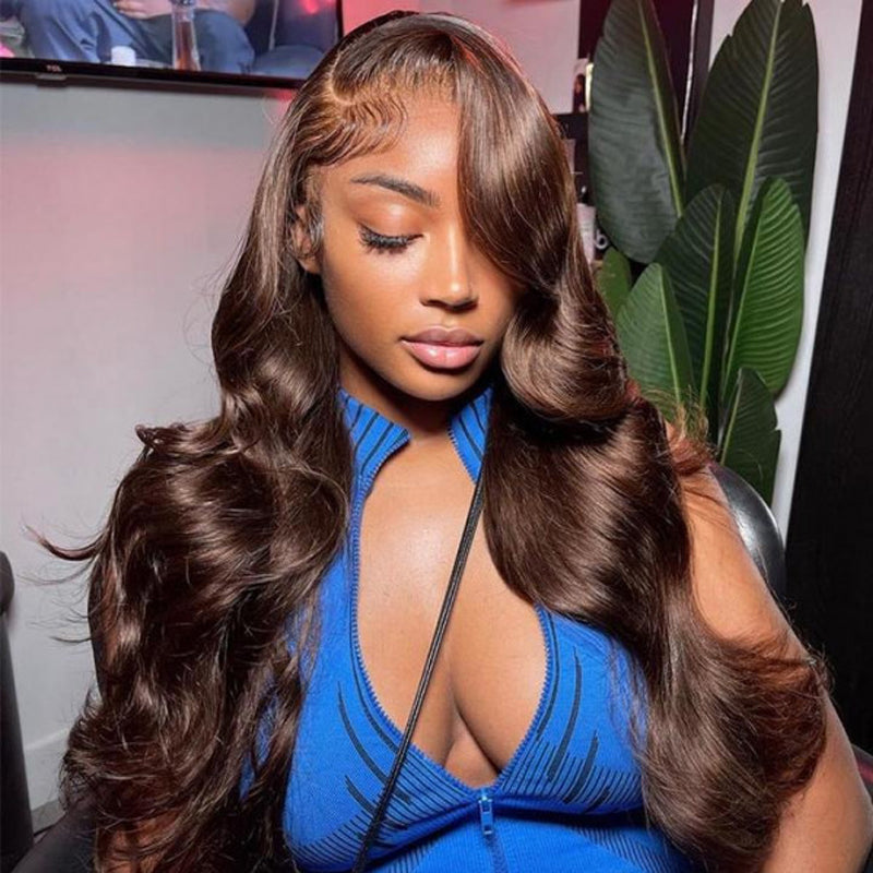 VIYA Full Size™ 13x6 HD Lace Frontal Pre Bleached Knots Loose Body Wave &amp; Straight Dark Chocolate Brown Wig