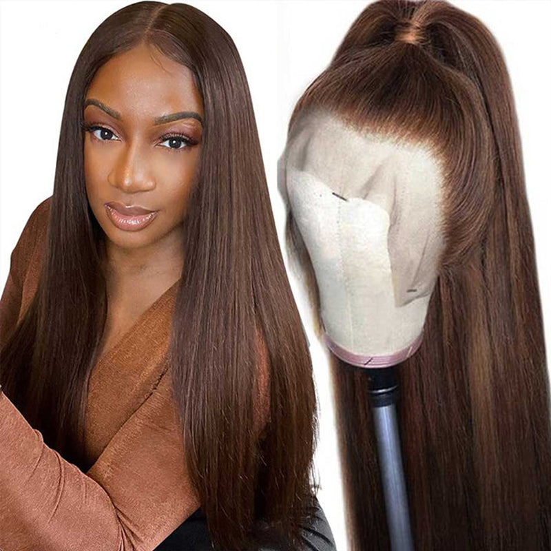 VIYA Full Size™ 13x6 HD Lace Frontal Pre Bleached Knots Loose Body Wave &amp; Straight Dark Chocolate Brown Wig