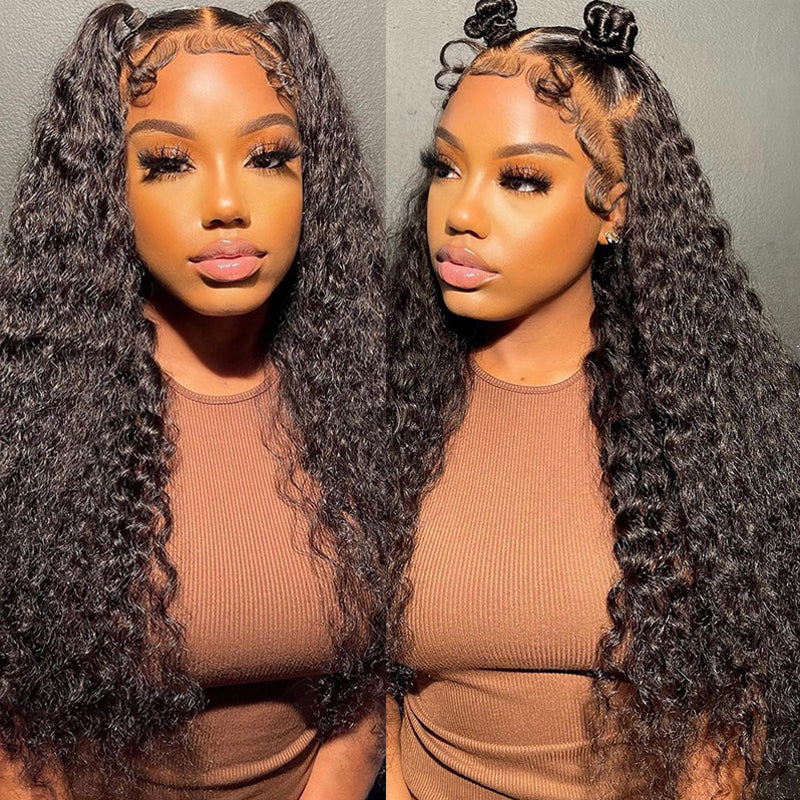 VIYA Full Size™ 13x4/13x6 HD Lace Frontal Deep Wave Natural Black Human Hair Pre Bleached Knots Wig