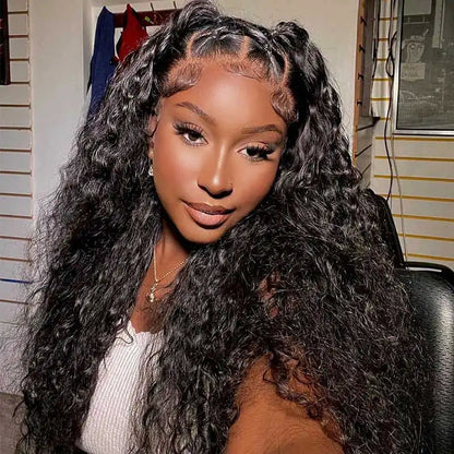 VIYA Full Size™ 13x4/13x6 HD Lace Frontal Deep Wave Natural Black Human Hair Pre Bleached Knots Wig