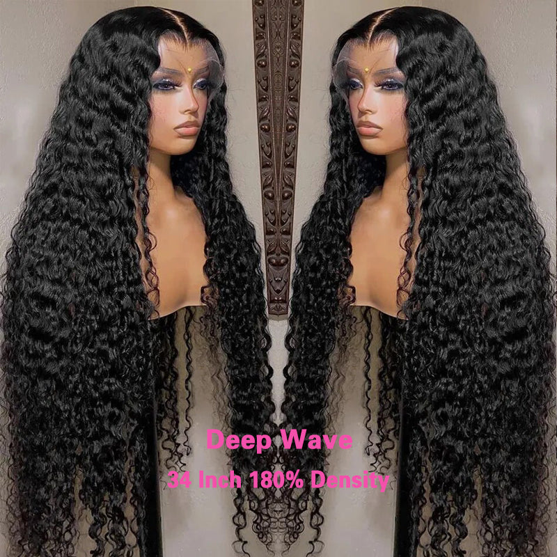 VIYA 32-40 Inch 13x6 HD Full Lace Frontal Pre Bleached Knots Natural Black Human Hair Wig