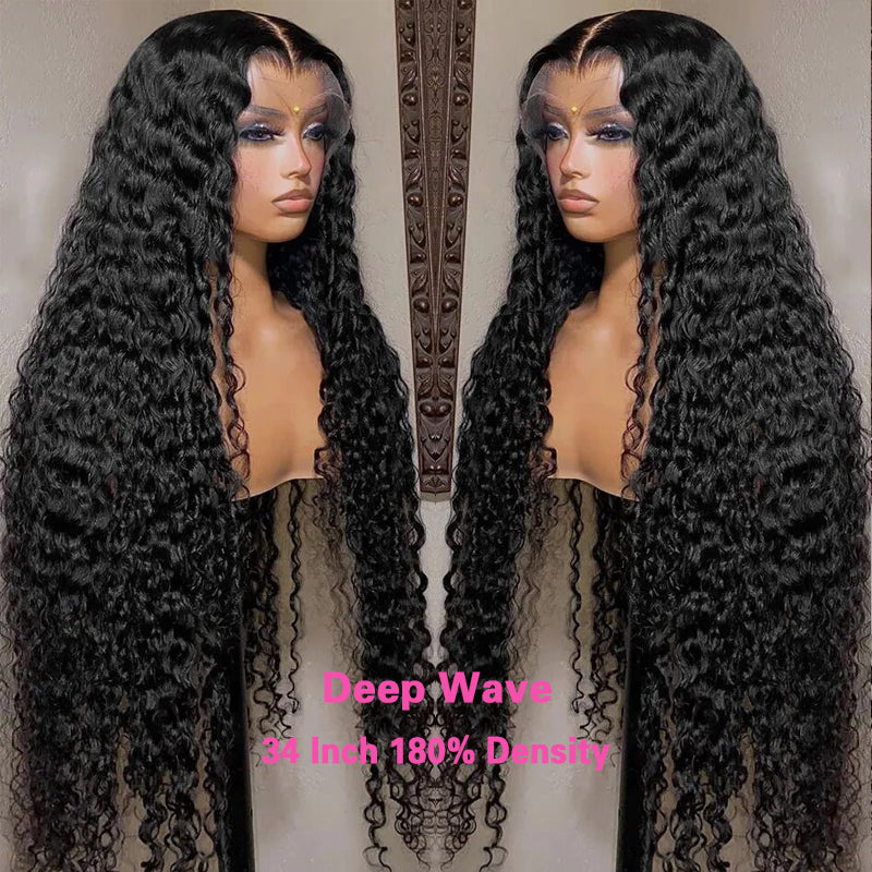 VIYA 32-40 Inch 13x6 HD Full Lace Frontal Pre Bleached Knots Natural Black Human Hair Wig