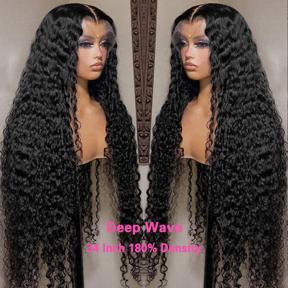 VIYA 32-40 Inch 13x6 HD Full Lace Frontal Pre Bleached Knots Natural Black Human Hair Wig