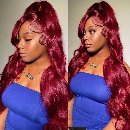 VIYA 13x4/13x6 HD Full Lace Frontal Pre Bleached Knots 99J Loose Body Wave Human Hair Wigs