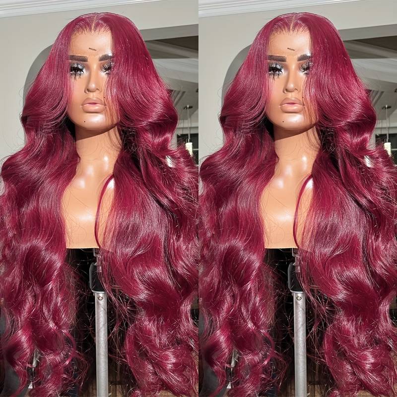 VIYA 13x4/13x6 HD Full Lace Frontal Pre Bleached Knots 99J Loose Body Wave Human Hair Wigs