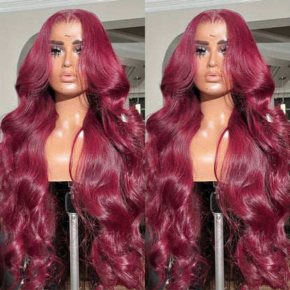 VIYA 13x4/13x6 HD Full Lace Frontal Pre Bleached Knots 99J Loose Body Wave Human Hair Wigs