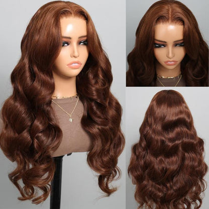 VIYA 13x6 HD Full Lace Frontal Pre Bleached Knots Body Wave Dark Chocolate Brown Human Hair Wig