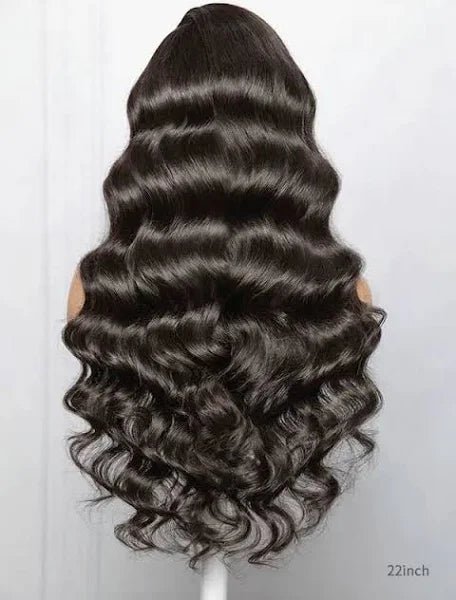 VIYA Full Size™ Glueless 13x4 HD Lace Frontal Pre Bleached Knots Loose Body Wave Natural Black Wig