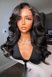 VIYA Full Size™ Glueless 13x4 HD Lace Frontal Pre Bleached Knots Loose Body Wave Natural Black Wig
