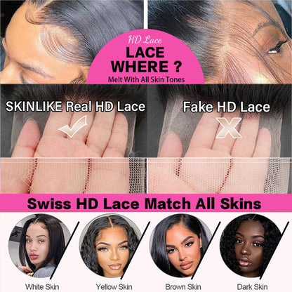 VIYA Full Size™ Glueless 13x6 HD Lace With Bundles Bone Straight Pre Bleached Knots Custom Wig