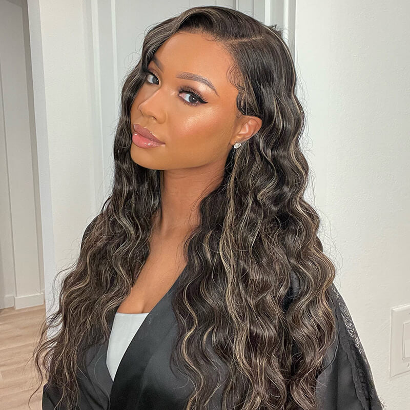 VIYA Loose Body Wave/Straight New Highlight Gold Sand Wig 13x4 Full Lace Frontal Wigs
