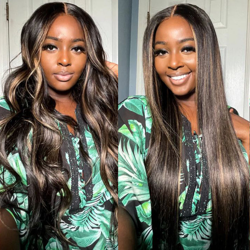VIYA Loose Body Wave/Straight New Highlight Gold Sand Wig 13x4 Full Lace Frontal Wigs